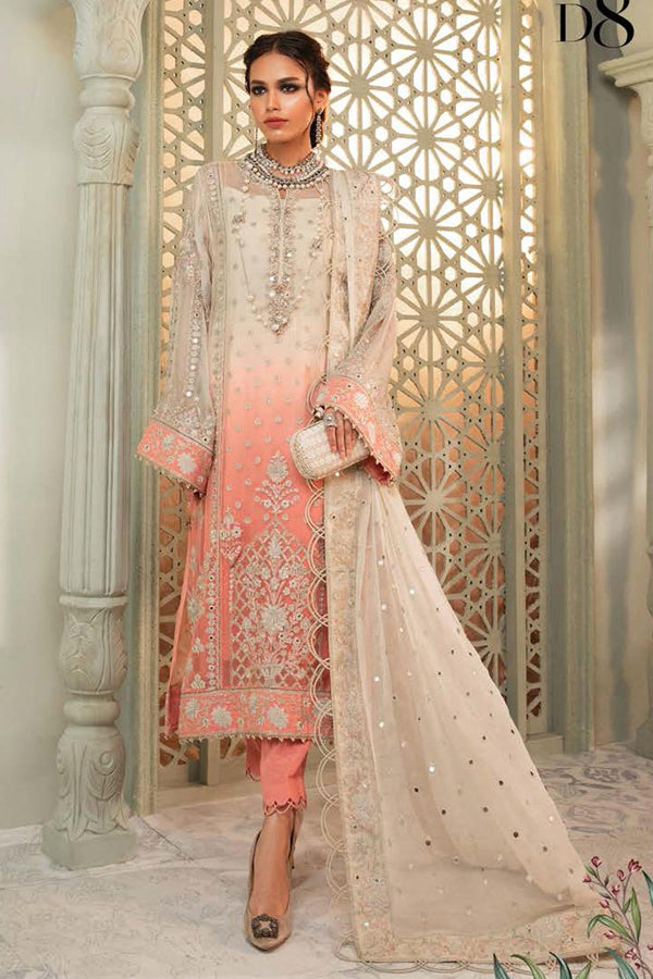 Maria B Embroidered Chiffon Unstitched 3 Piece MB22CU D8