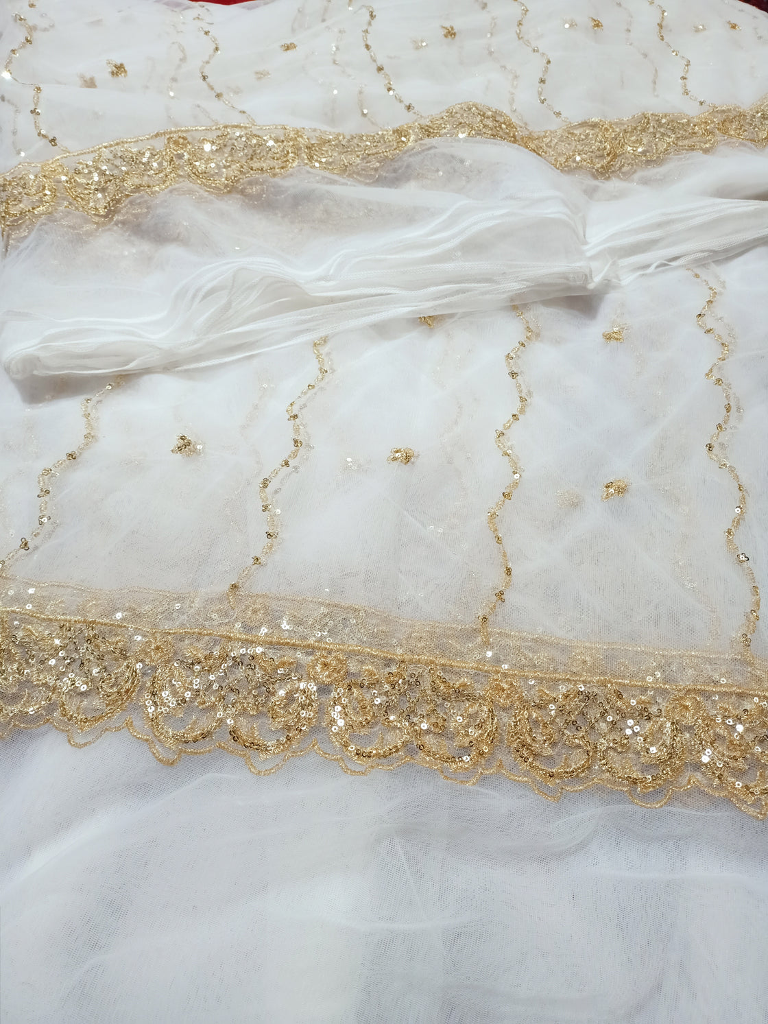 Fancy Bridal Heavy Embroided Dyable Duppata on Net Fabric