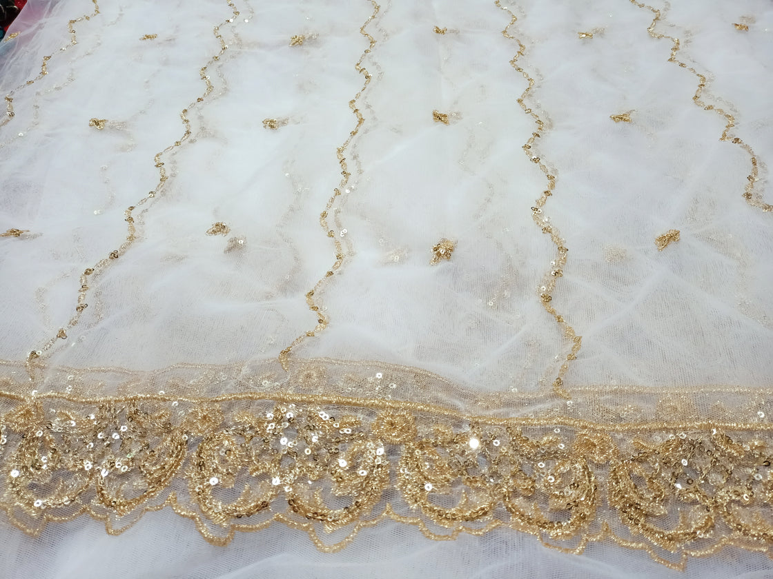 Fancy Bridal Heavy Embroided Dyable Duppata on Net Fabric